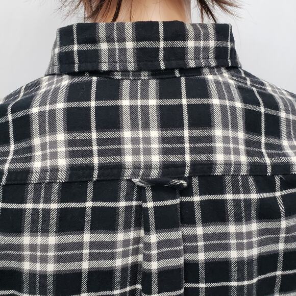 JACHS New York Flannel Shirt Plaid Black White Two Pockets Heavy Men 2XL XXL - Picture 10 of 14